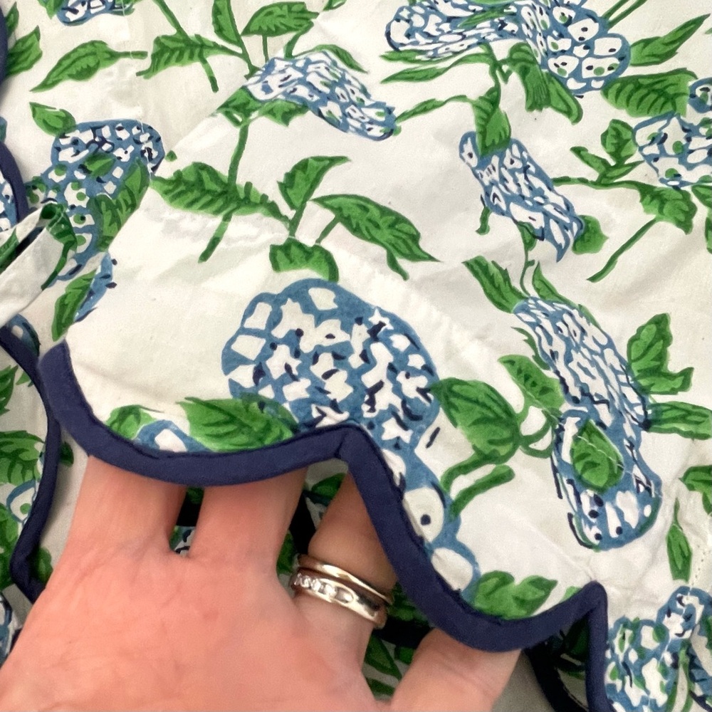 Heidi Carey Blue & White Hydrangea Cotton Poplin Scalloped Pajamas - Picture 15 of 16